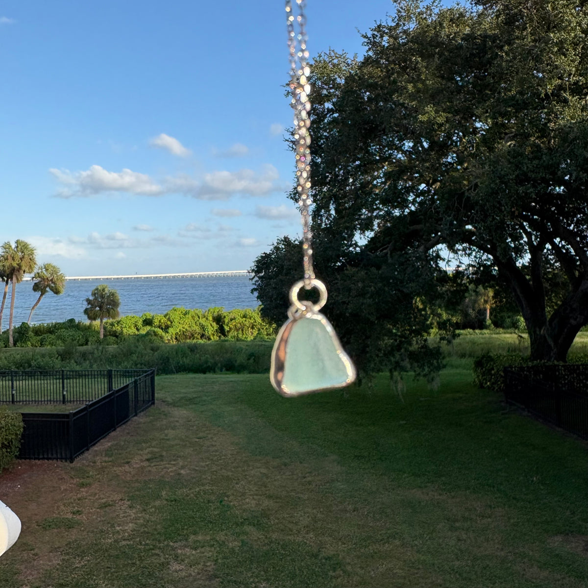 Sky Blue Sea Glass Pendant Necklace