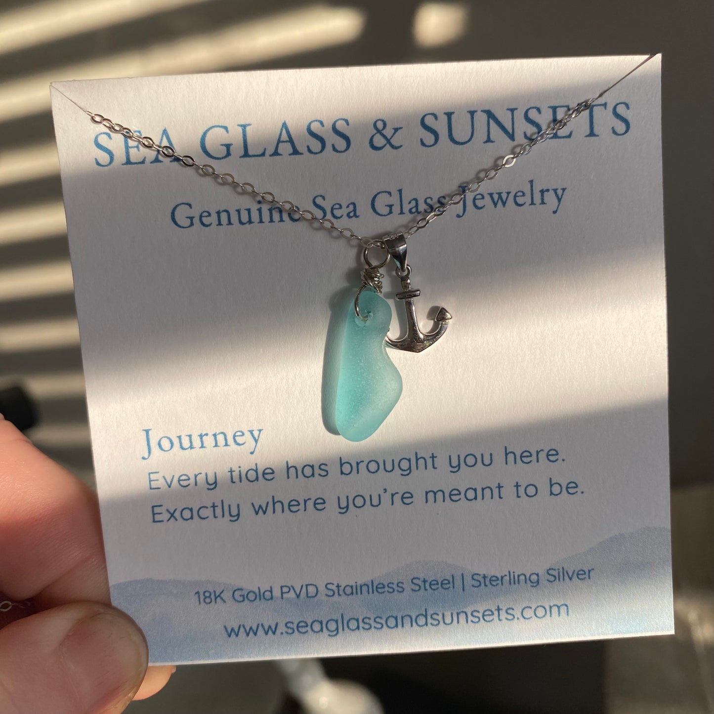 Teal Tide – Rare Organically Shaped Sea Glass Anchor Necklace