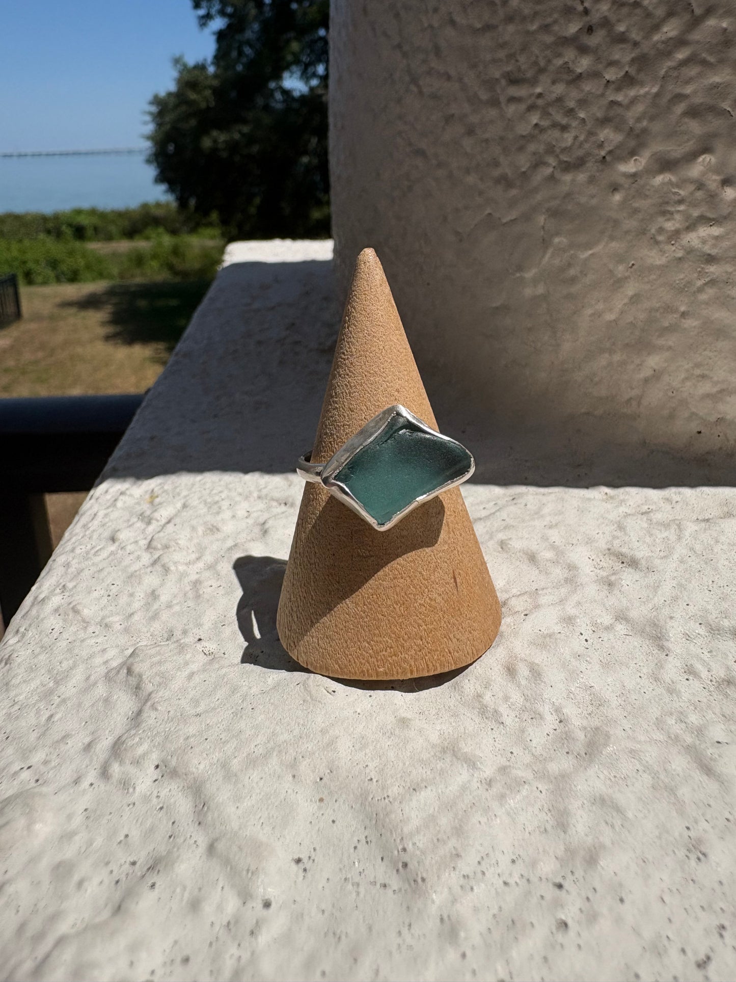 Teal Sea Glass Ring | Rare Cobalt Sea Glass