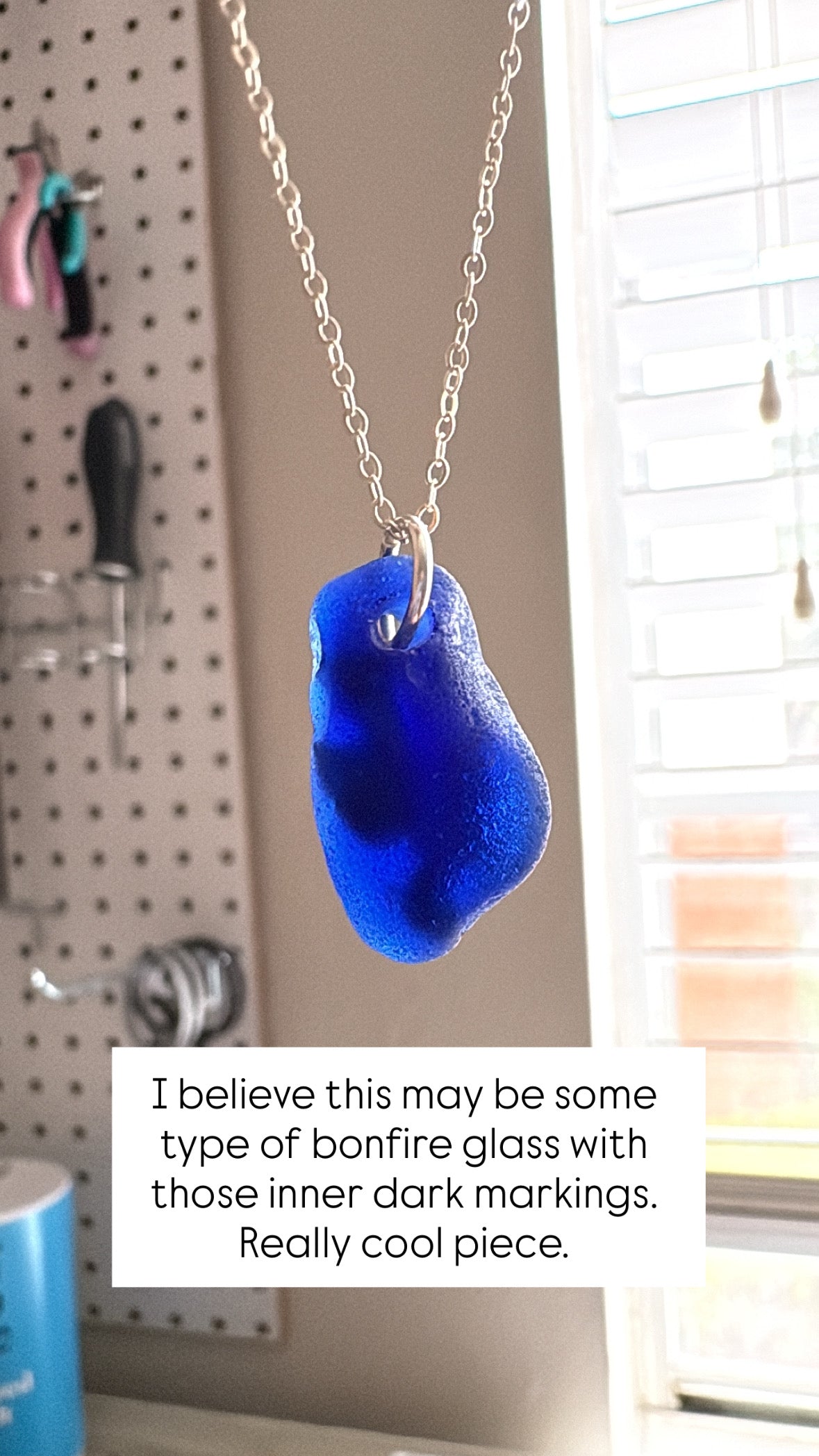 Sea to Shining Sea | Cobalt Blue Sea Glass Organic Pendant Necklace