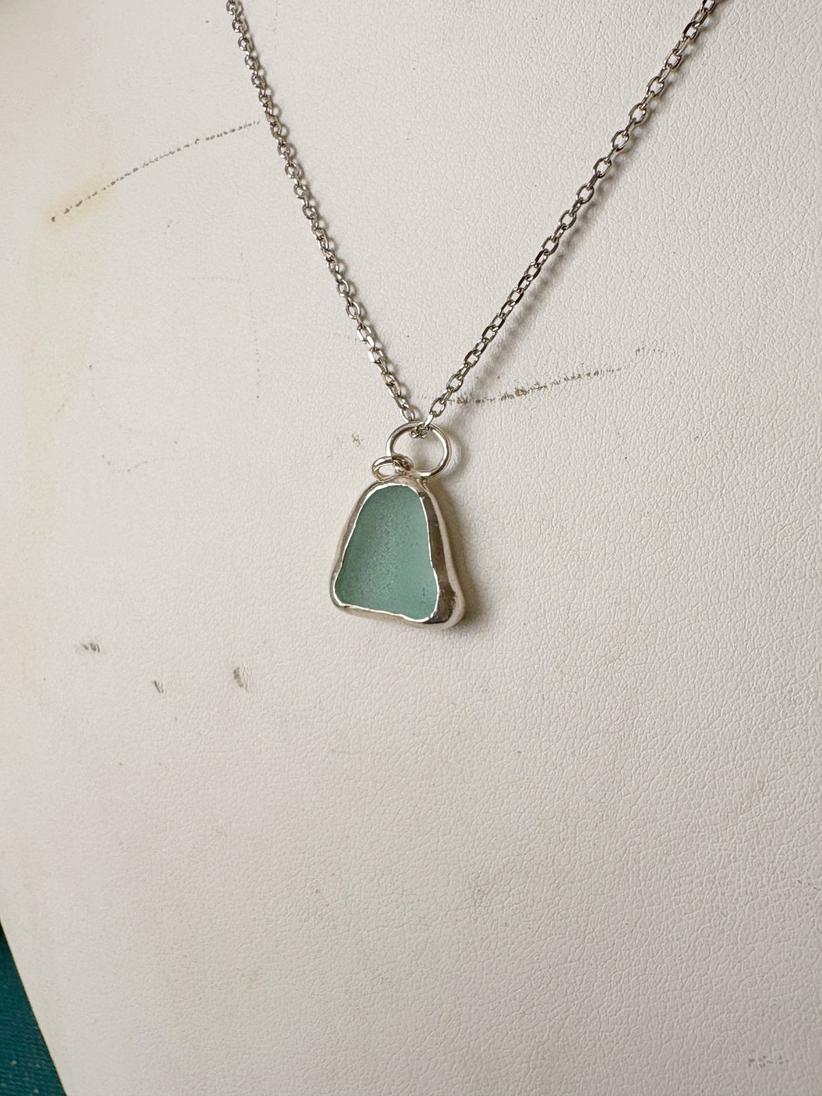 Sky Blue Sea Glass Pendant Necklace