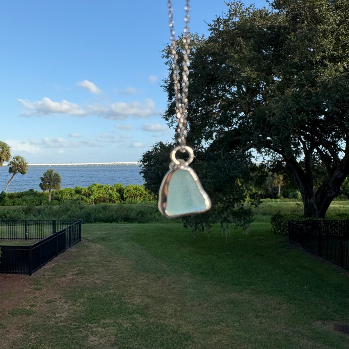 Sky Blue Sea Glass Pendant Necklace