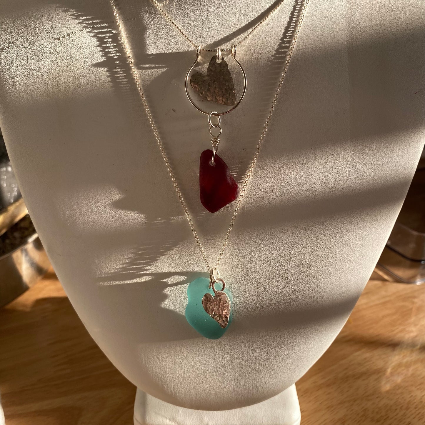 Teal Horizon – Large Organically Shaped Sea Glass Necklace