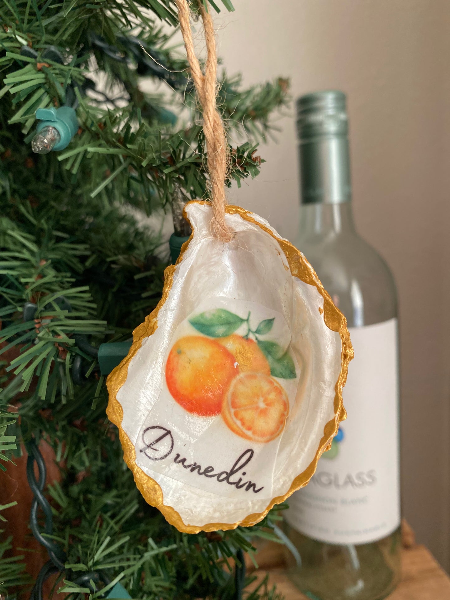Dunedin FL Handmade Orange Shell Christmas Ornament