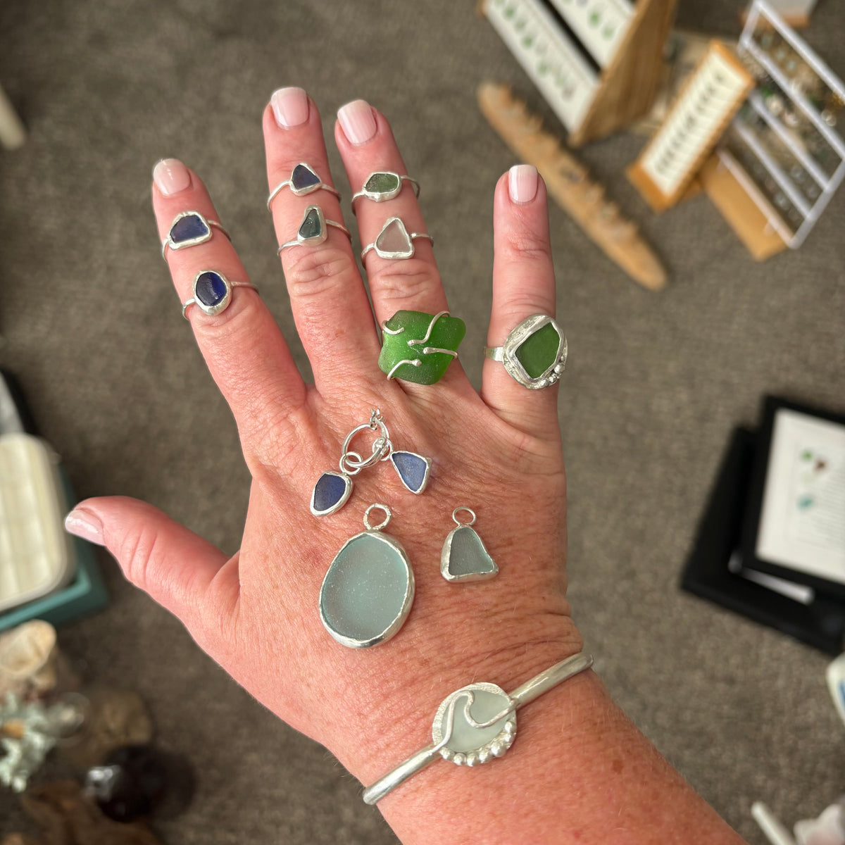 Cobalt Blue Sea Glass Sterling Silver Ring