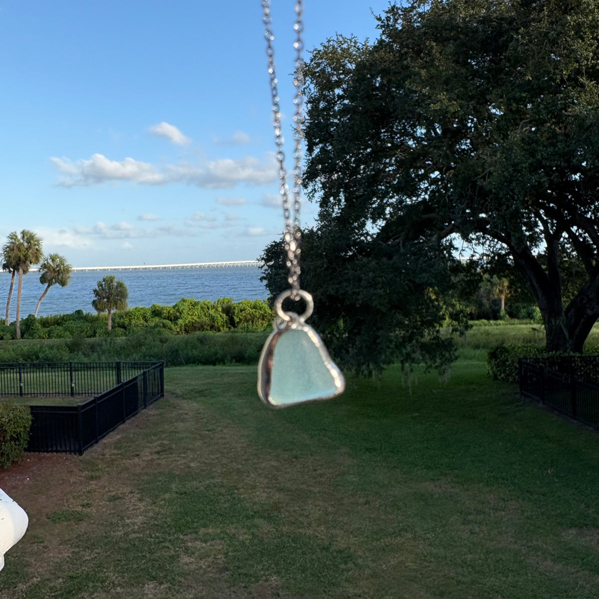 Sky Blue Sea Glass Pendant Necklace