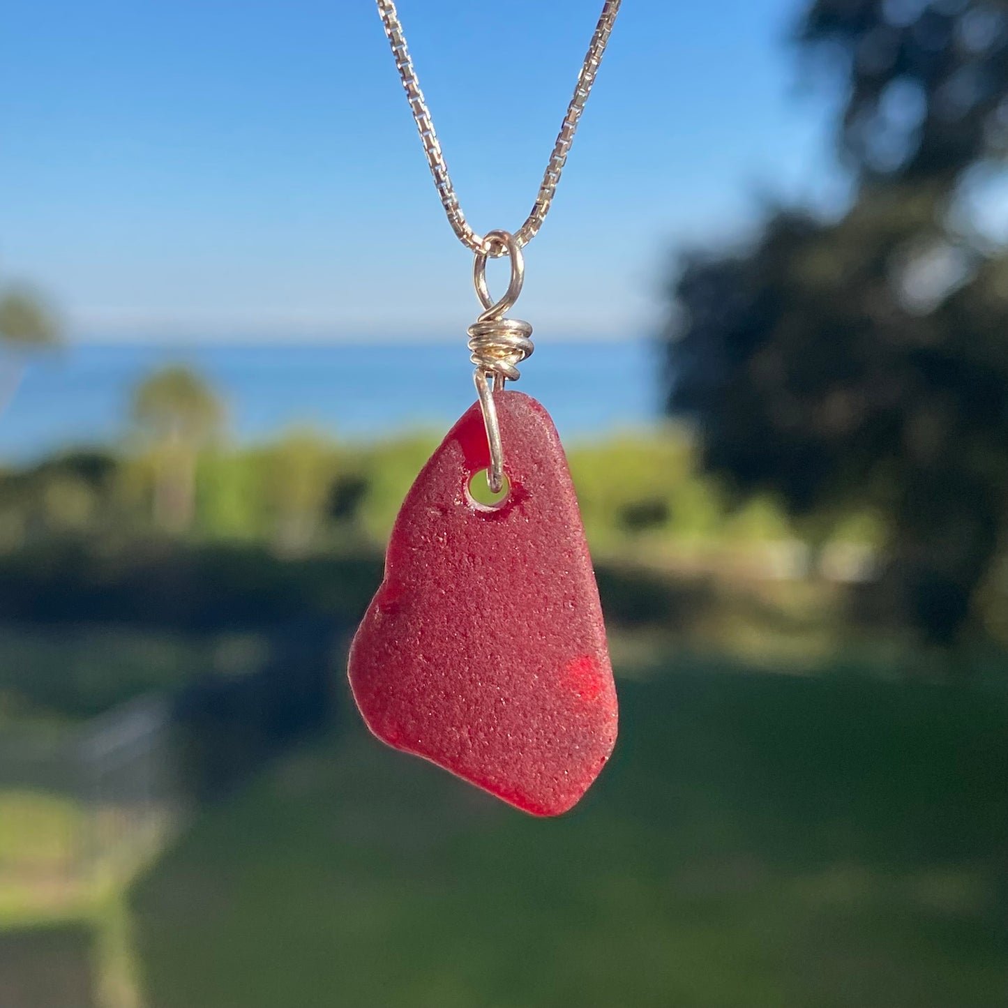 Rare Red Sea Glass Necklace