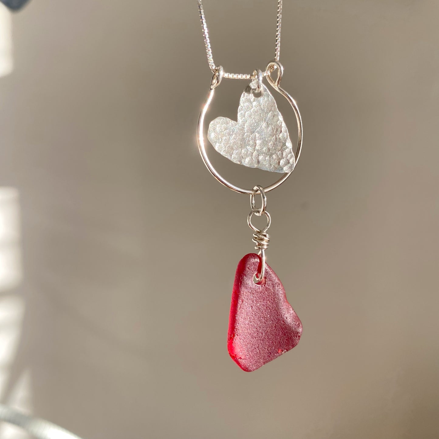Rare Red Sea Glass Necklace