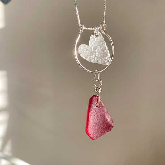 Rare Red Sea Glass Necklace