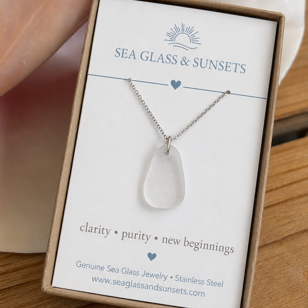 clear sea glass necklace