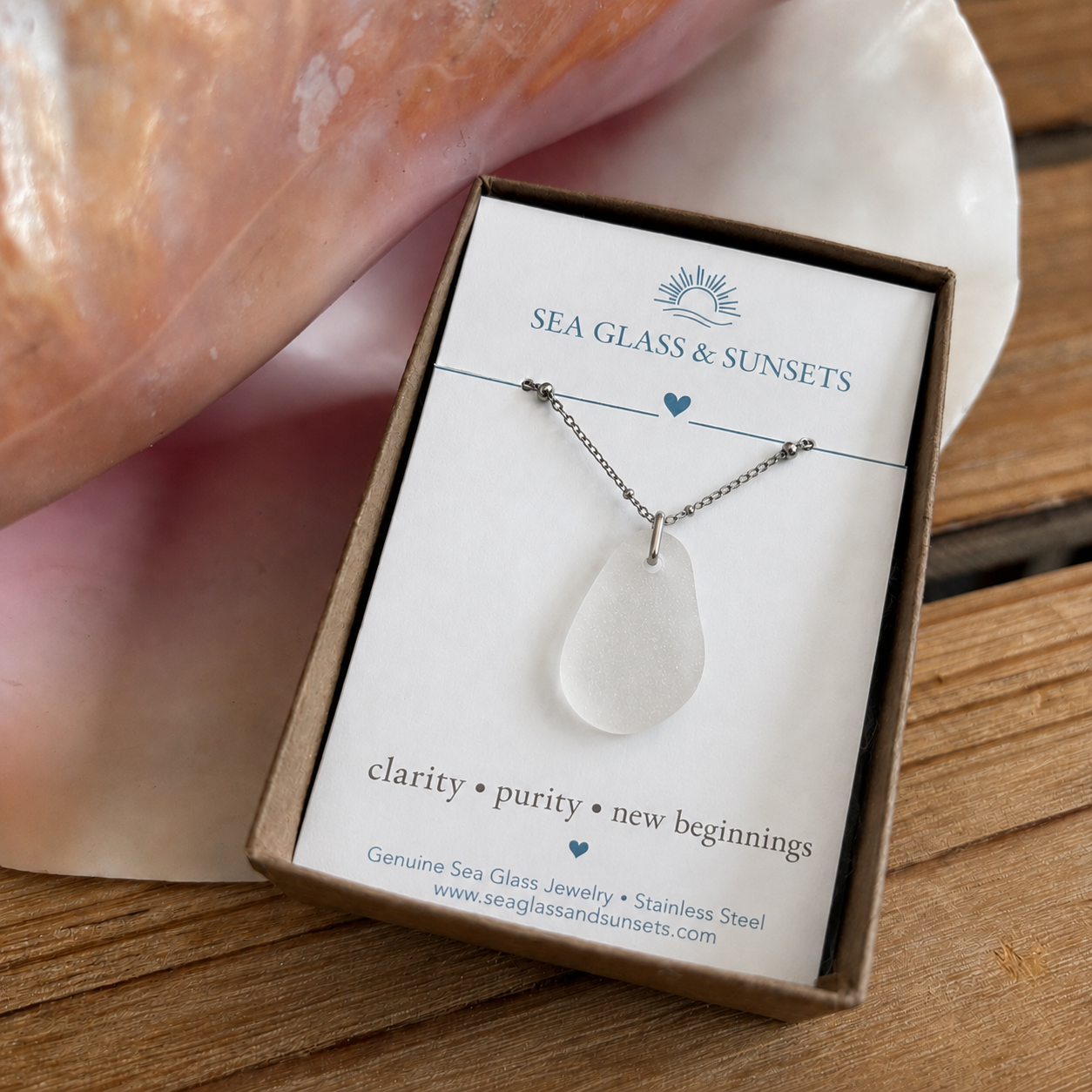 Clear Sea Glass Pendant | Clarity | Purity | New Beginnings