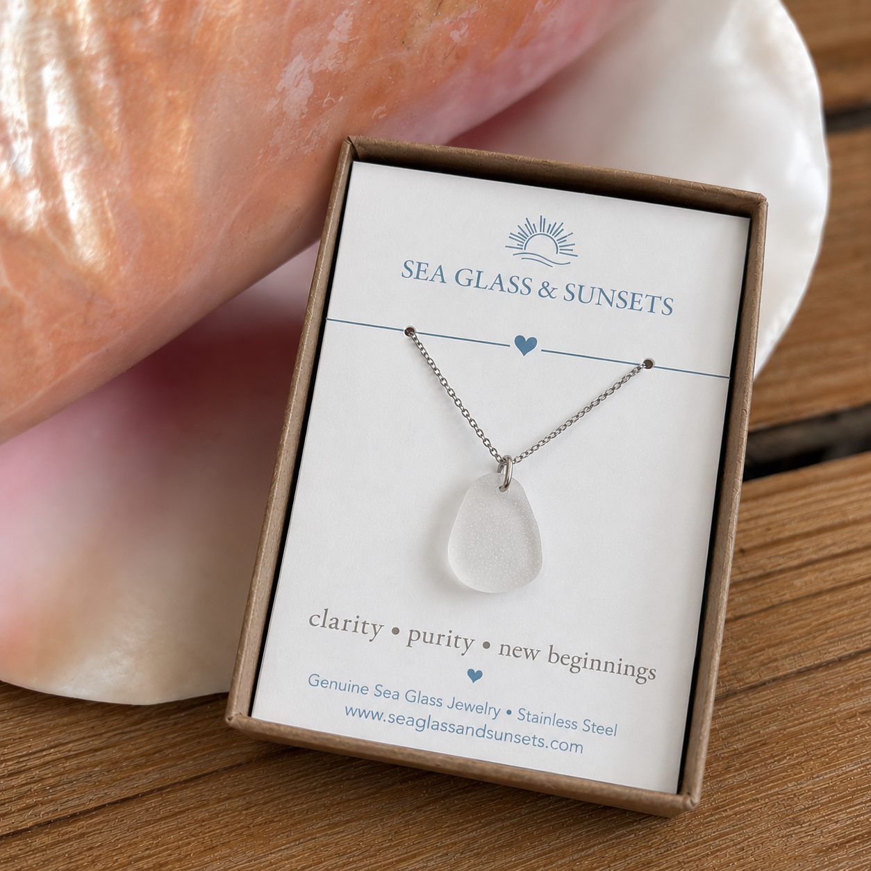 Clear Sea Glass Pendant | Clarity | Purity | New Beginnings
