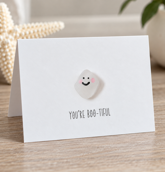 You're BOO-tiful Sea Glass Ghost Greeting Card