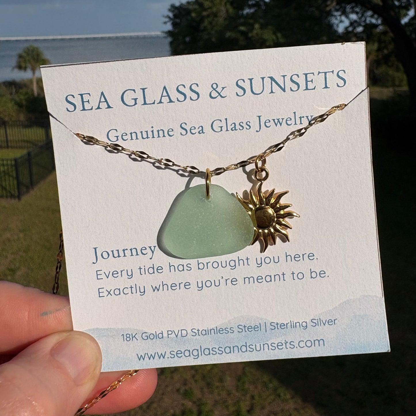 18k Gold Sun & Sea Foam Sea Glass Chain (20”)