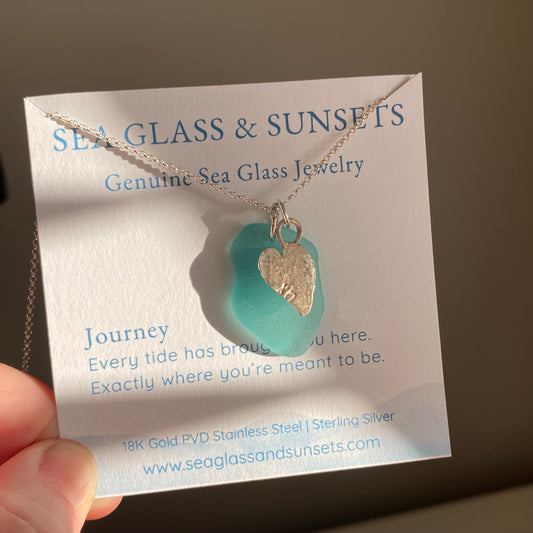 Teal Horizon – Large Organically Shaped Sea Glass Necklace