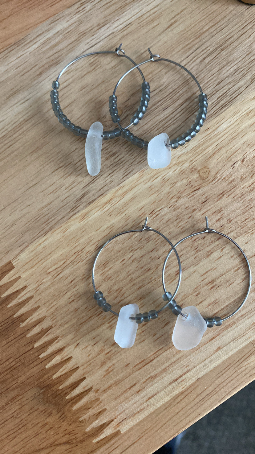 Sea Glass Hoop Earrings