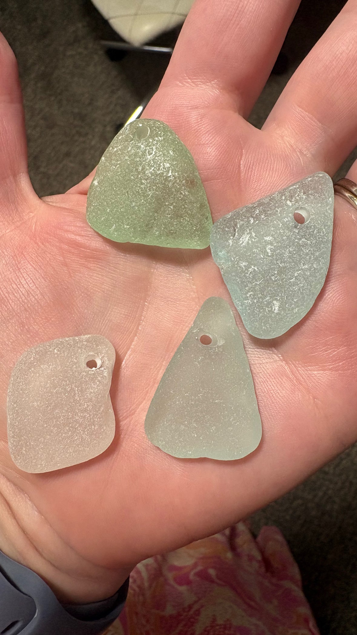Genuine Sea Glass Wave Pendant on Suede Cord