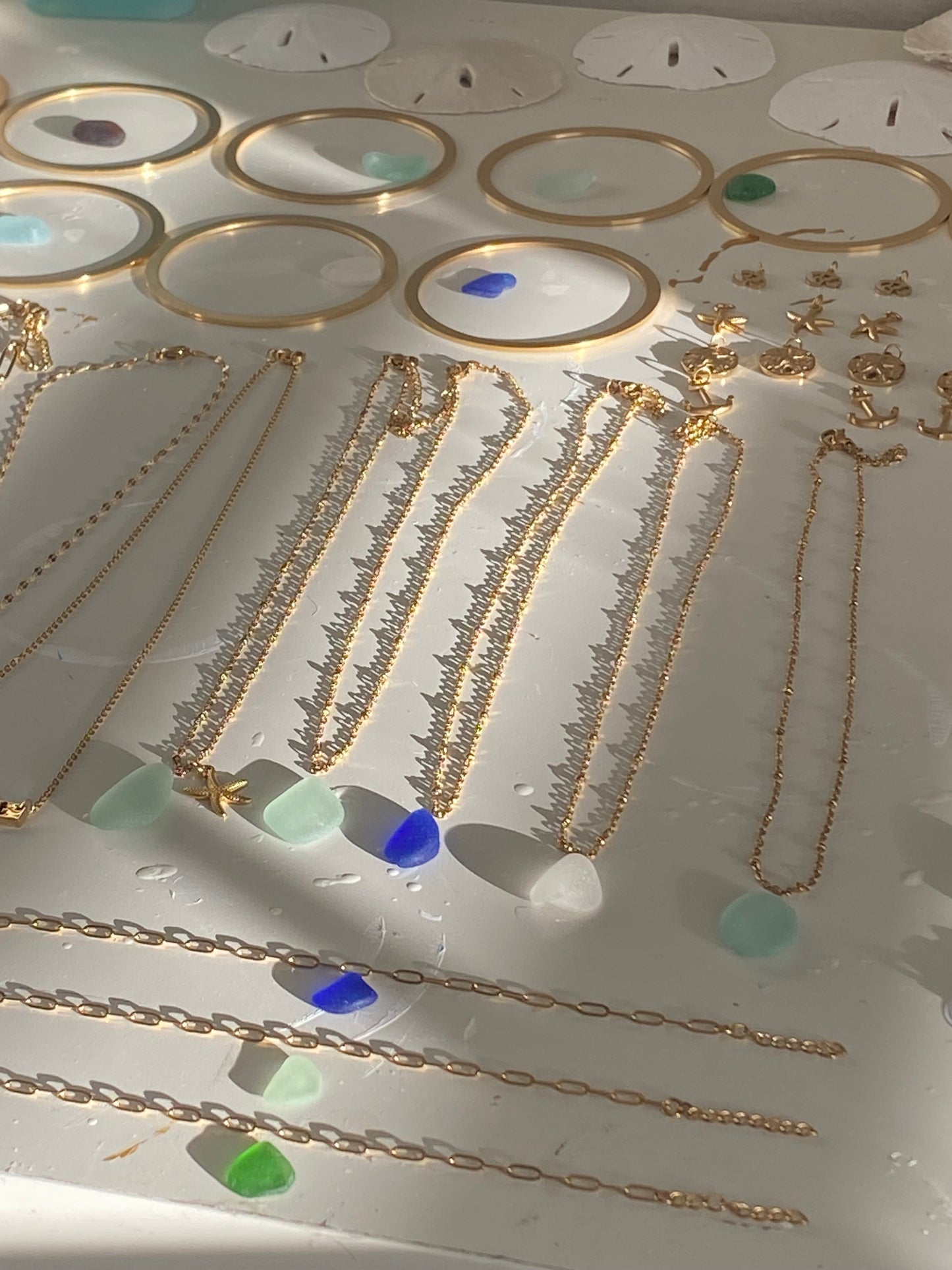 Small Gold Paperclip sea glass bracelet