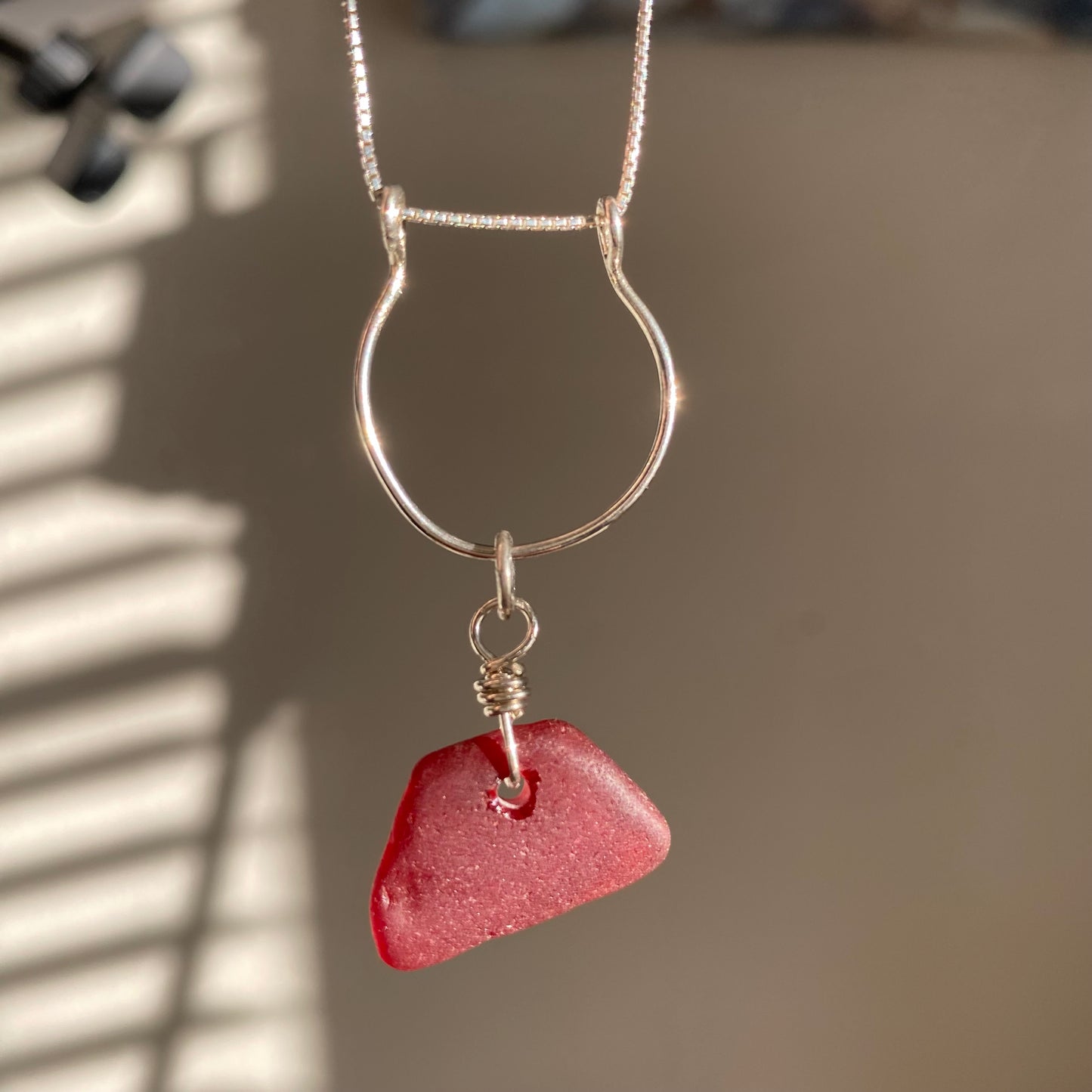 Rare Red Sea Glass Necklace