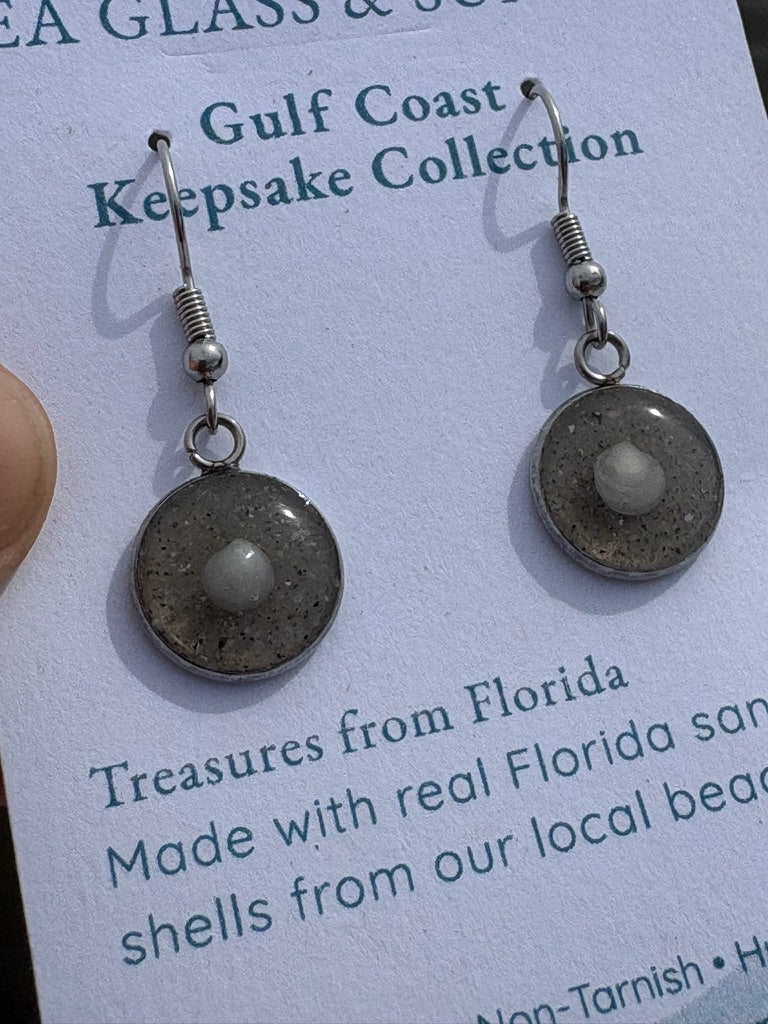 Florida Gulf Coast Sand & Crushed Shell Drop Earrings – Stainless Steel 6