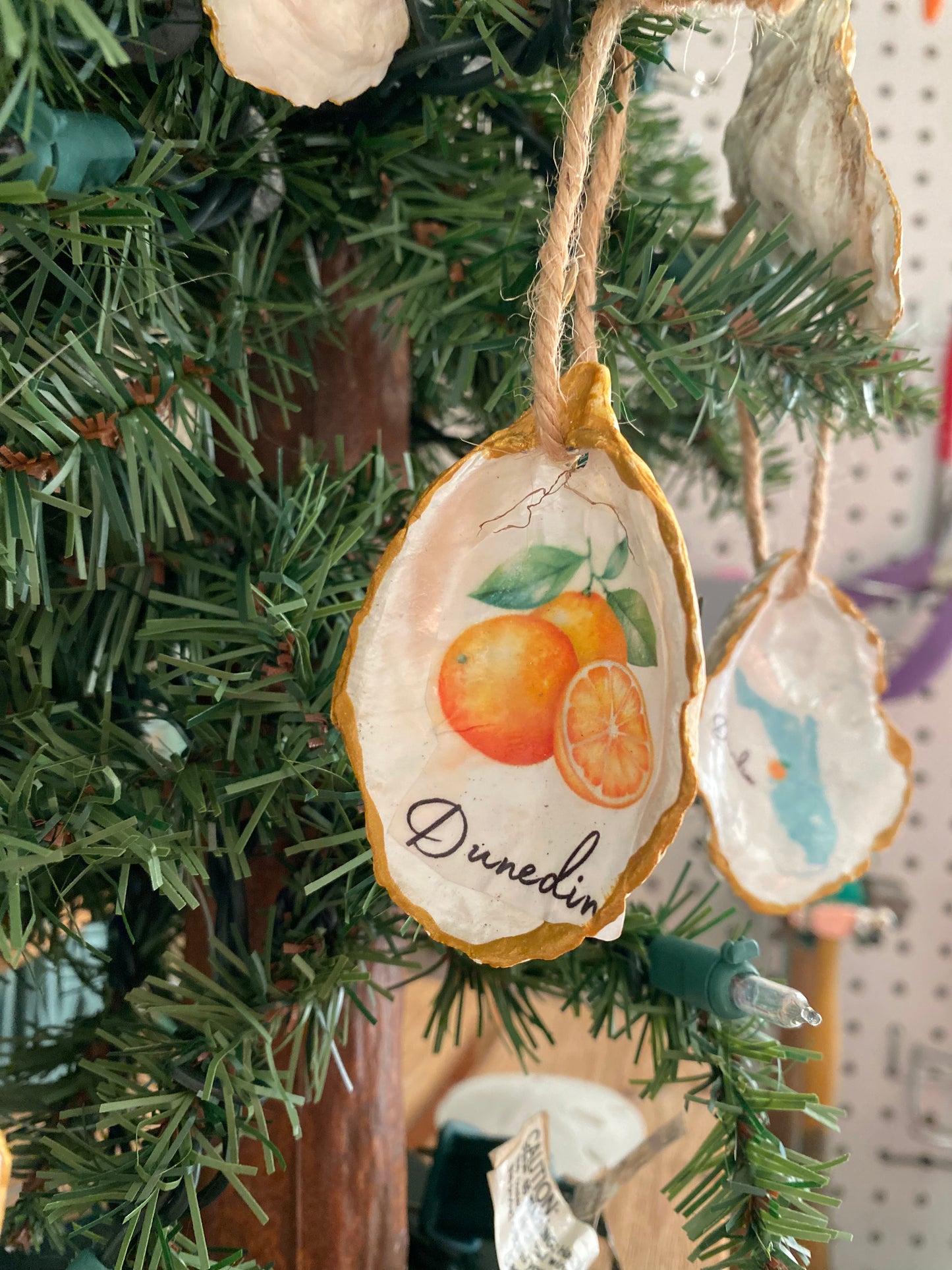Dunedin FL Handmade Orange Shell Christmas Ornament