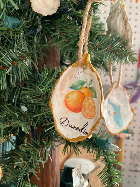 Dunedin FL Handmade Orange Shell Christmas Ornament
