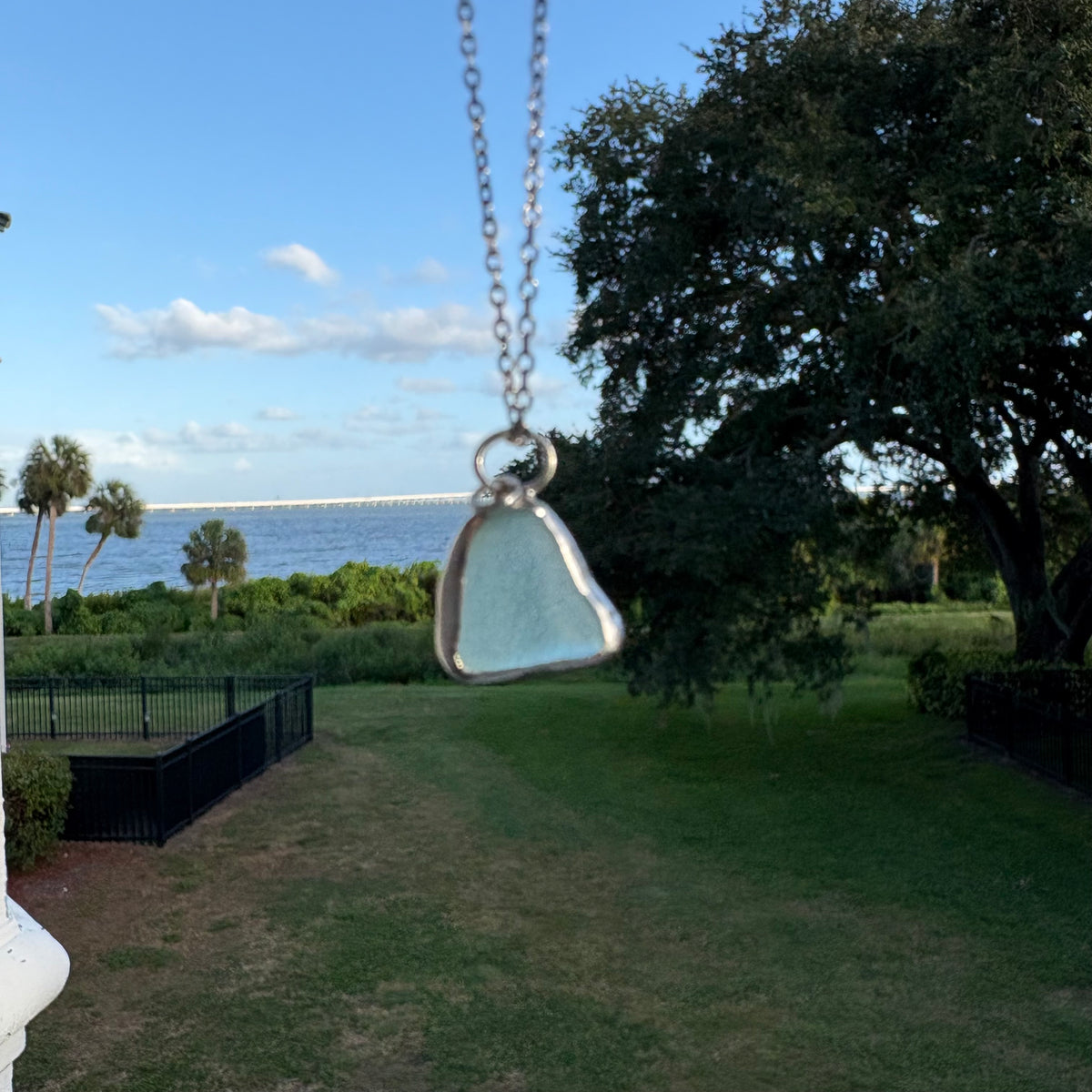Sky Blue Sea Glass Pendant Necklace