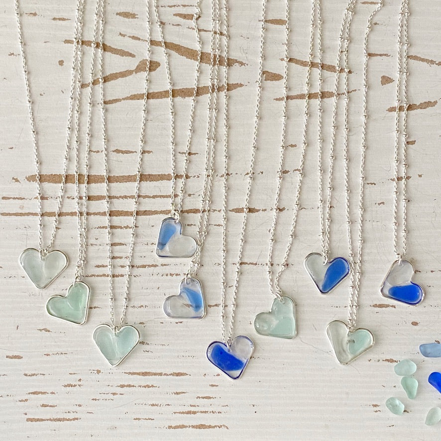 Open Heart Sea Glass Necklace