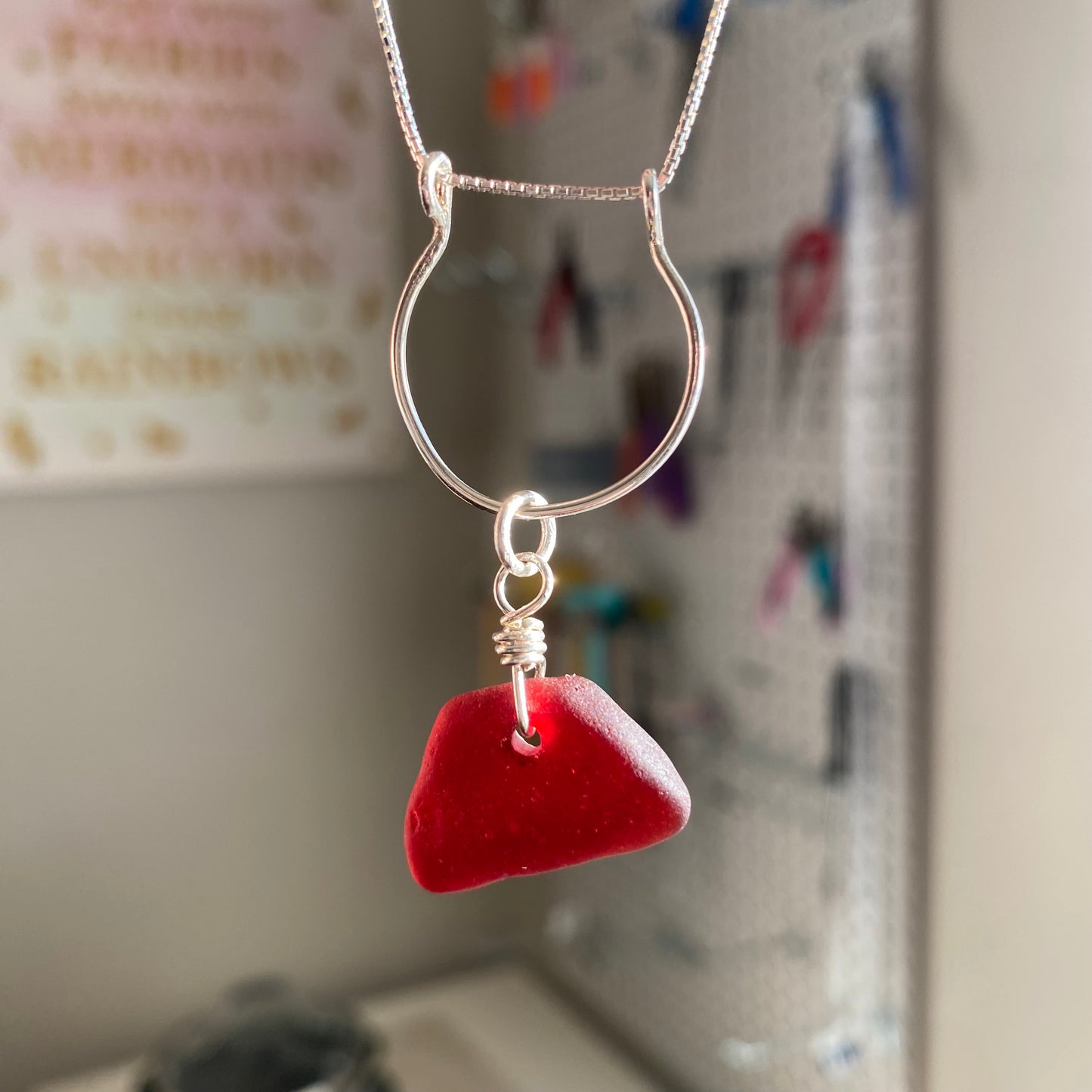 Rare Red Sea Glass Necklace