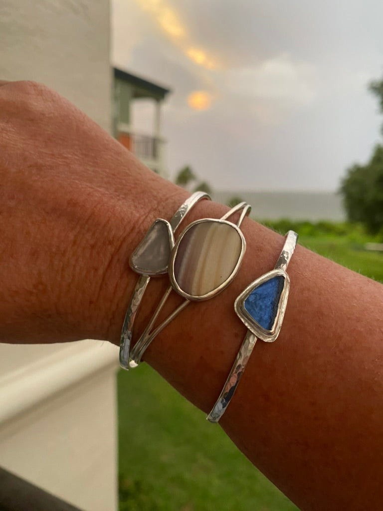 Sterling Silver Sea Glass Cuff Bracelet | Made to Order