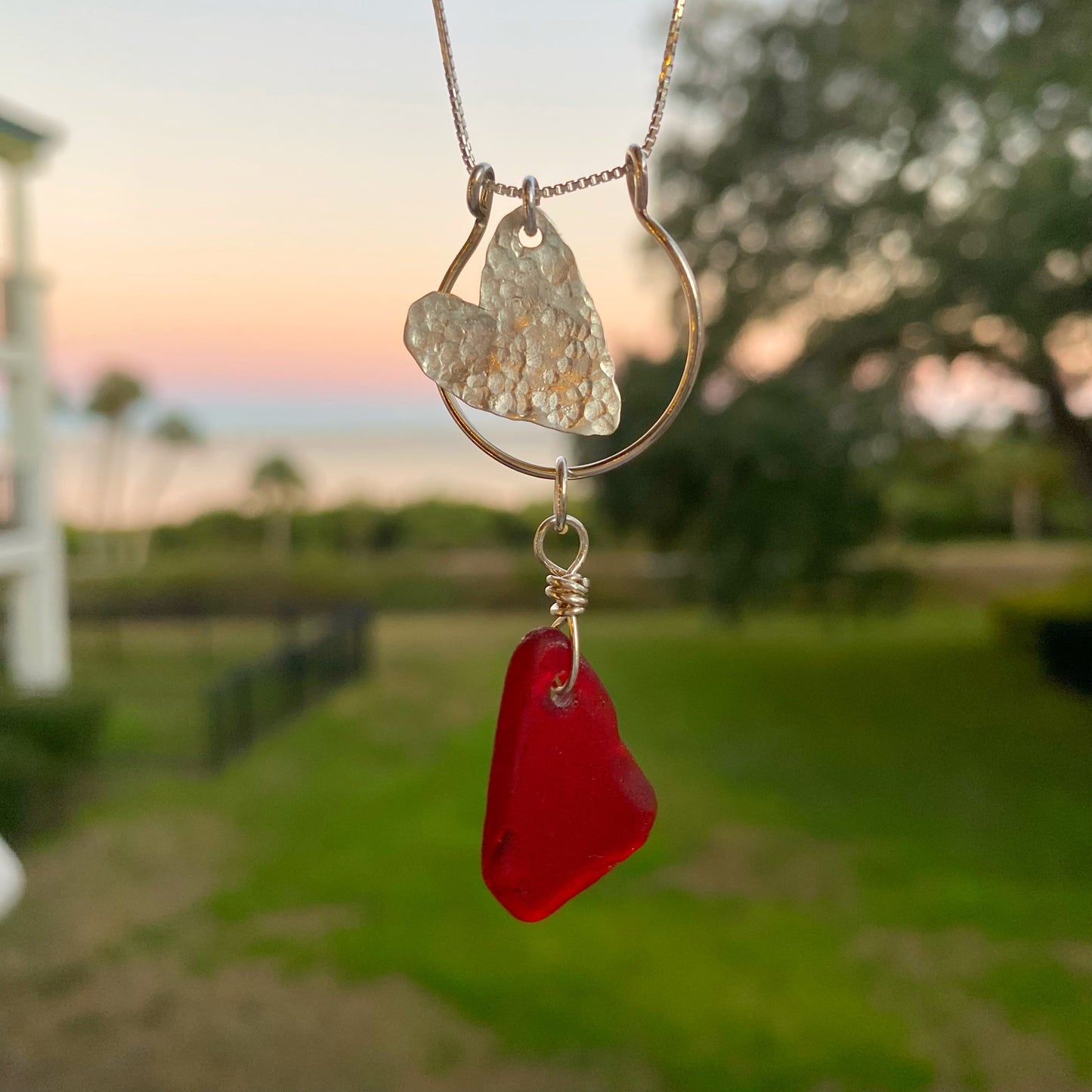 Rare Red Sea Glass Necklace