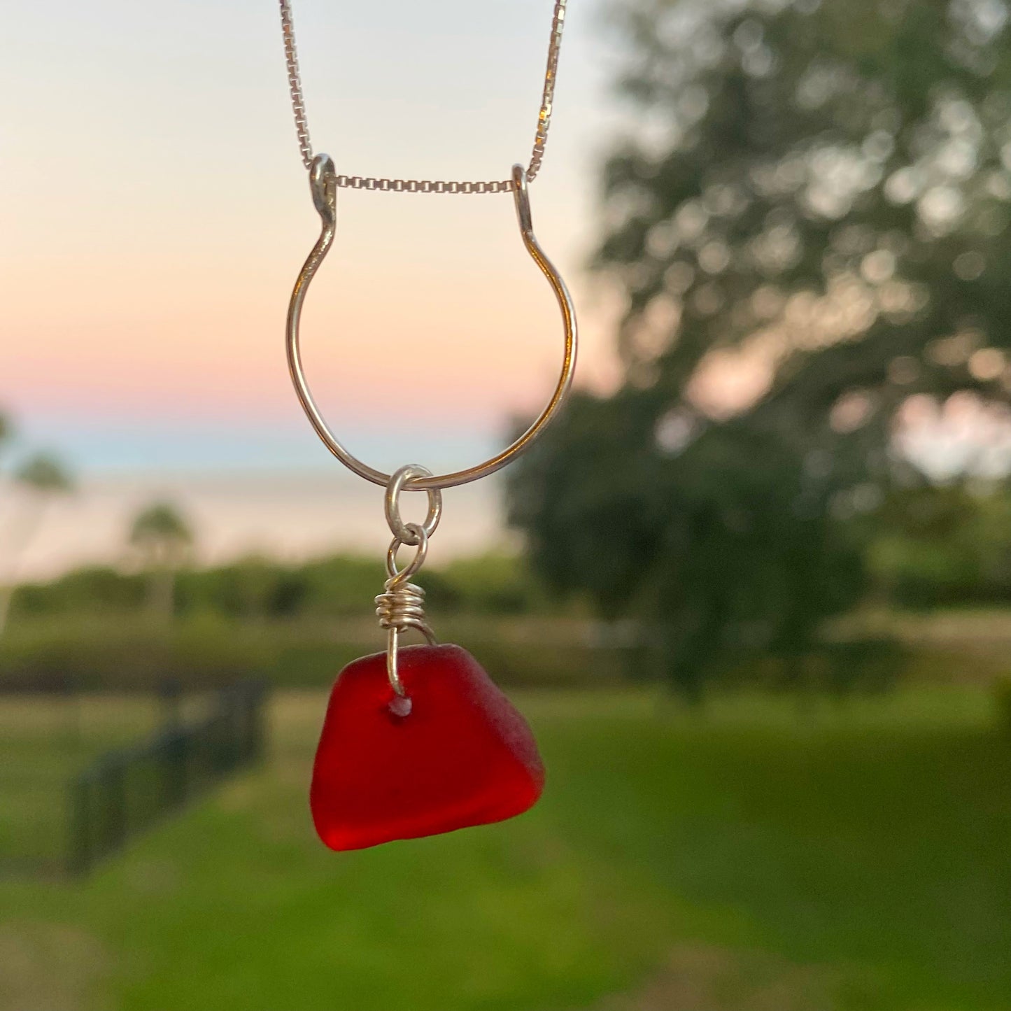 Rare Red Sea Glass Necklace