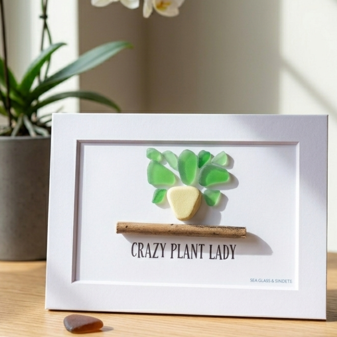 Crazy Plant Lady – Genuine Sea Glass Art