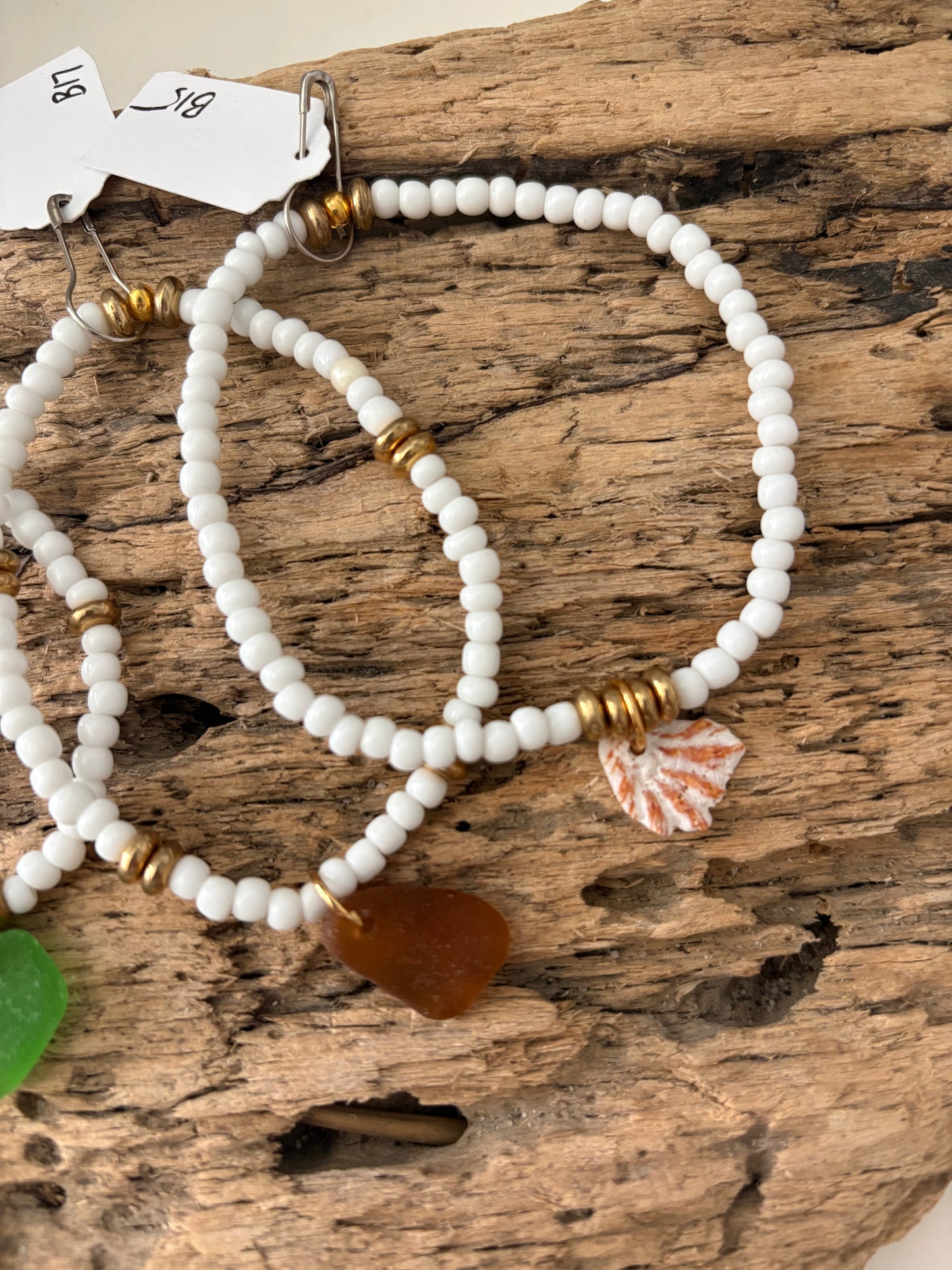 Stretchy sea glass and shell bracelets • Final Sale