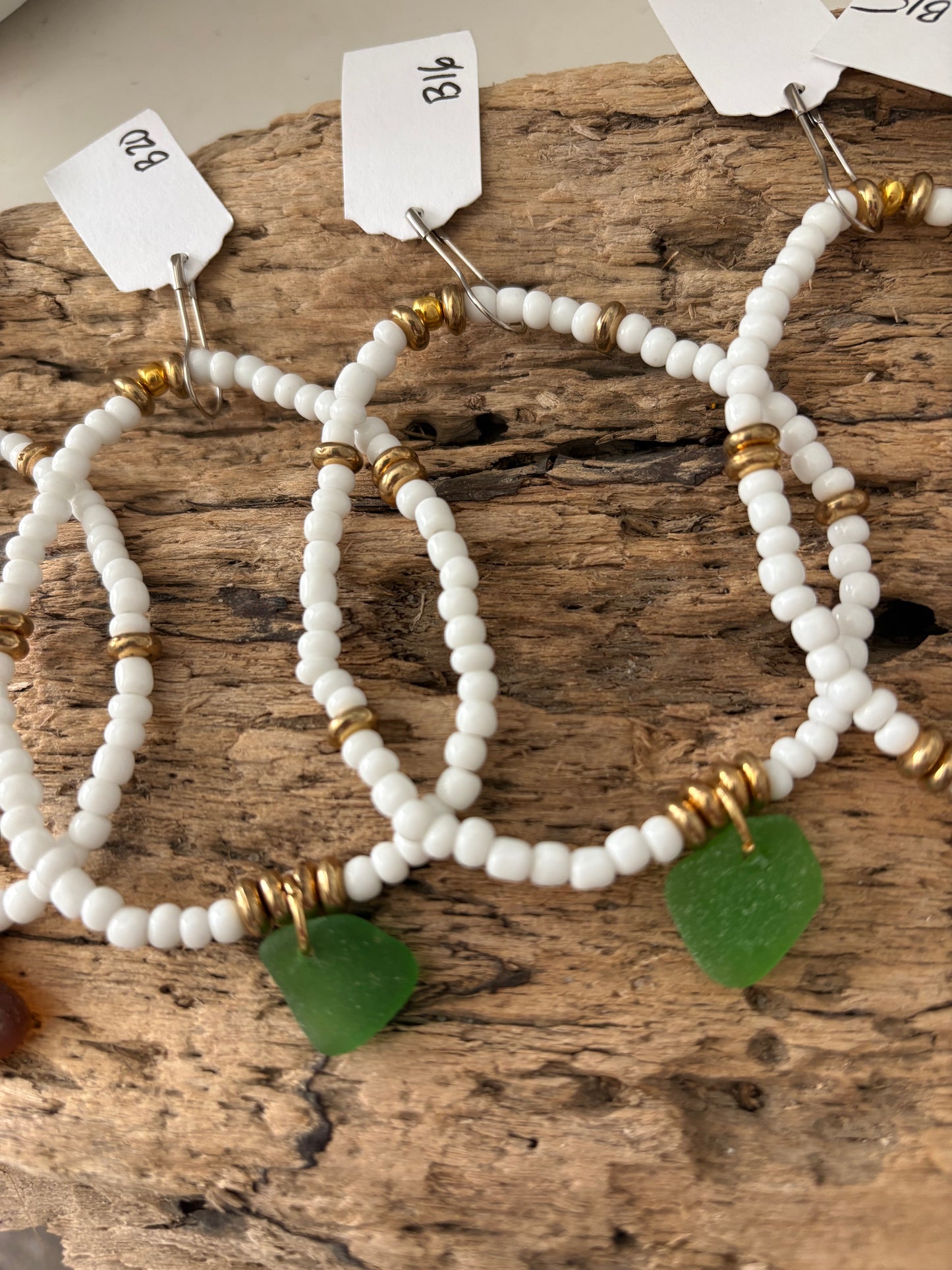Stretchy sea glass and shell bracelets • Final Sale