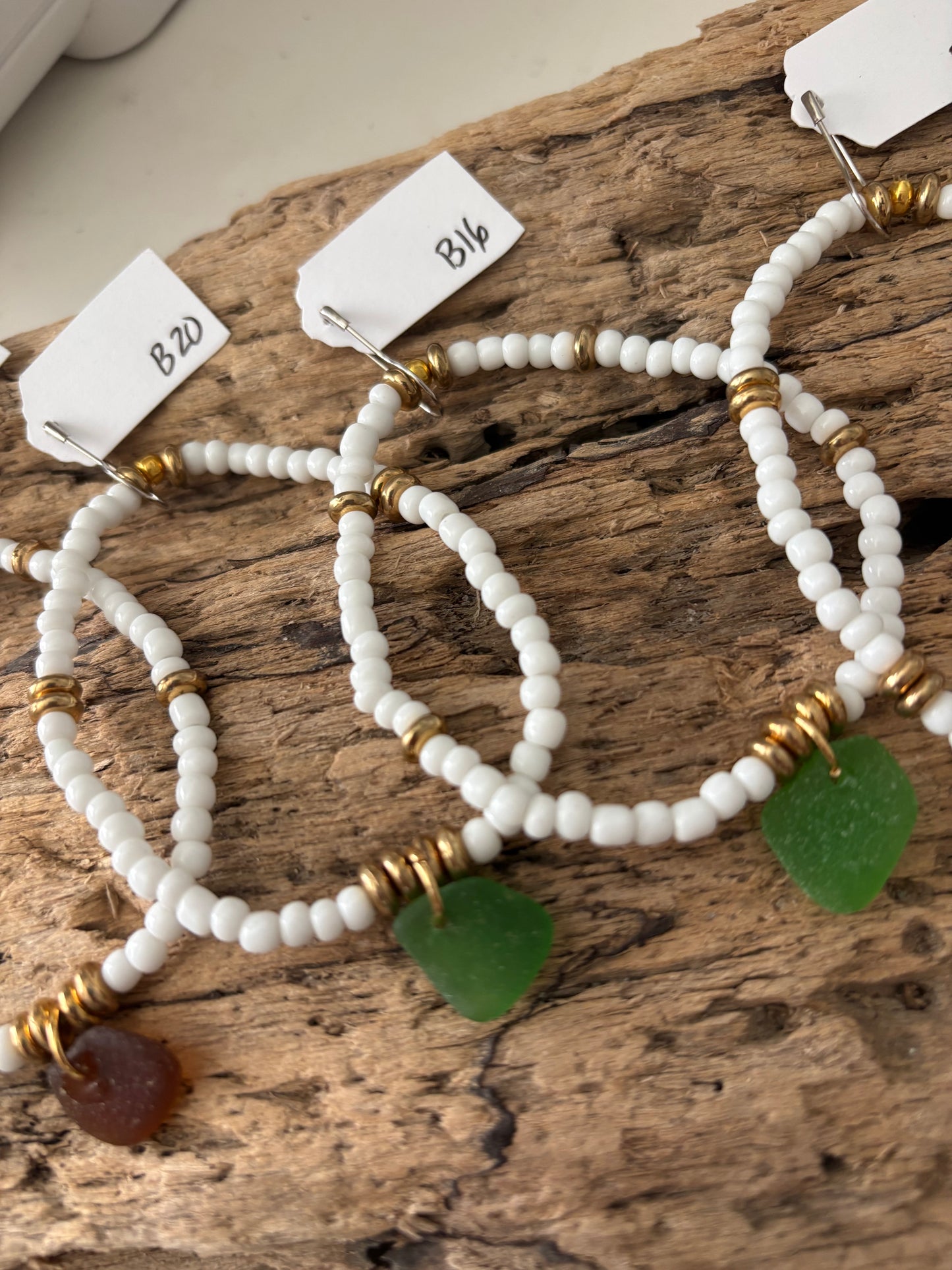 Stretchy sea glass and shell bracelets • Final Sale