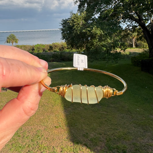 The Sea Foam Sea Glass Bar Bangle