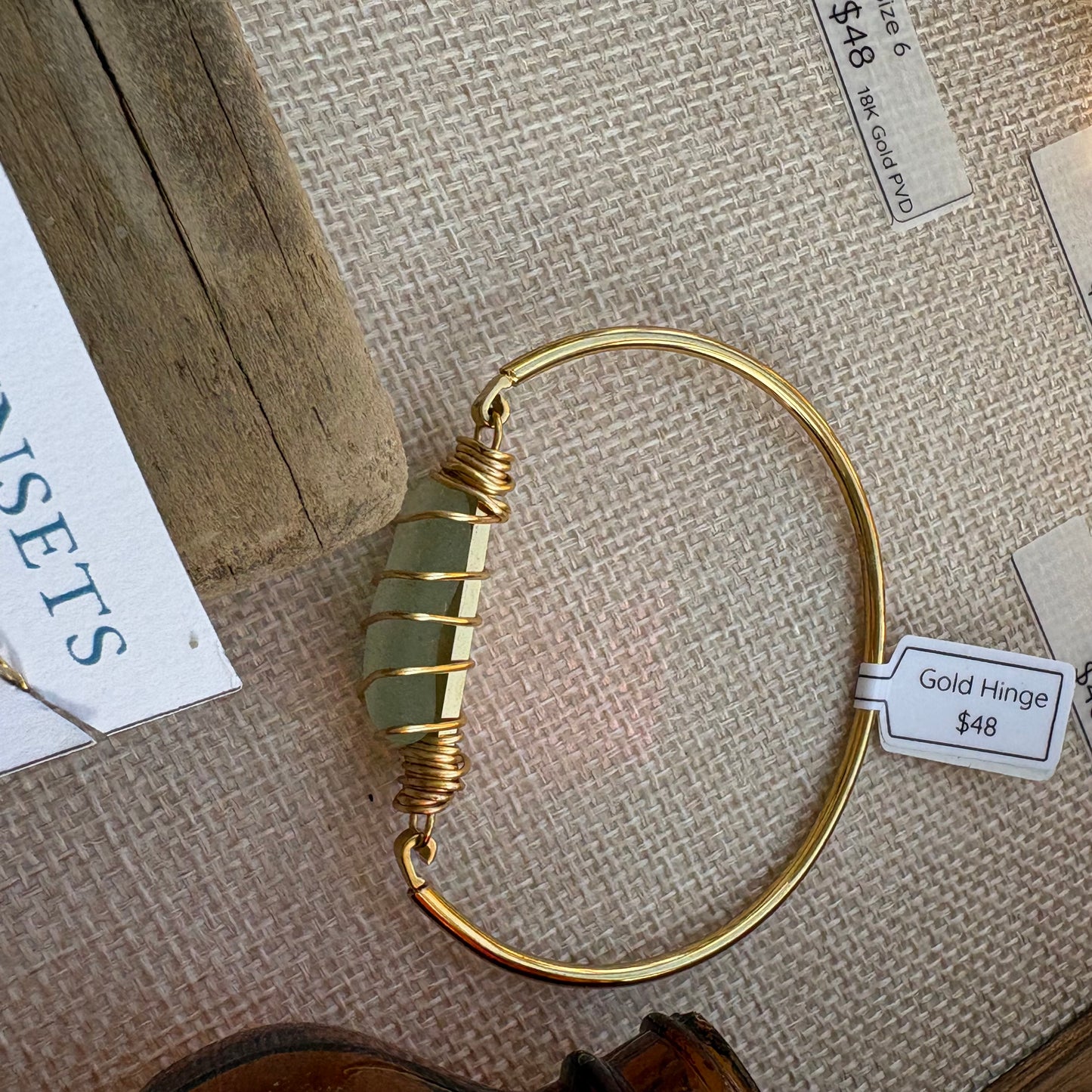 The Sea Foam Sea Glass Bar Bangle