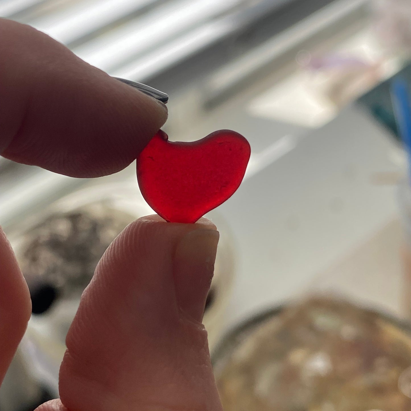 Rare Red Sea Glass Heart Necklace – Bezel Set in Sterling Silver