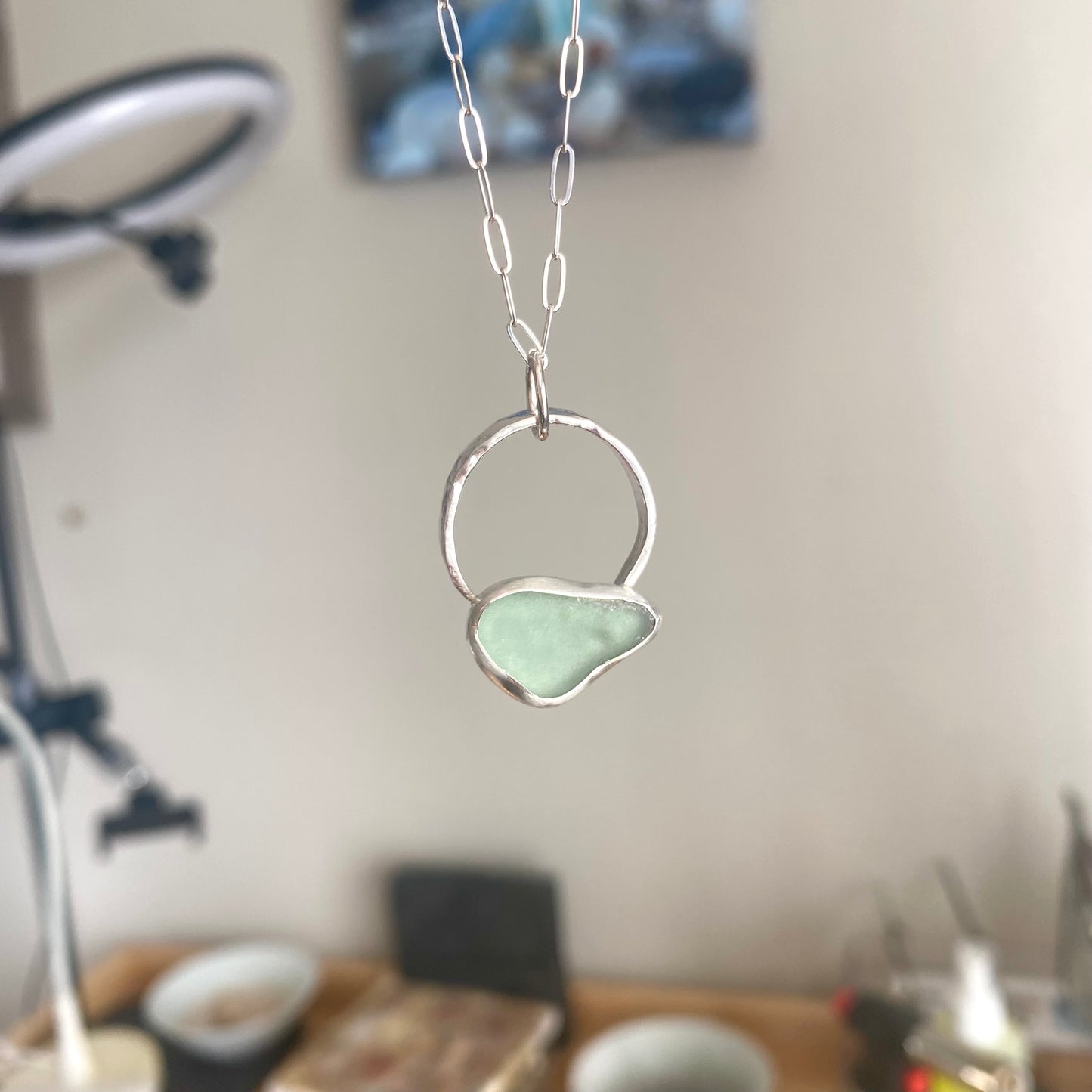 A Happy Little Accident from the Sea | Bezel Set Sea Glass Necklace