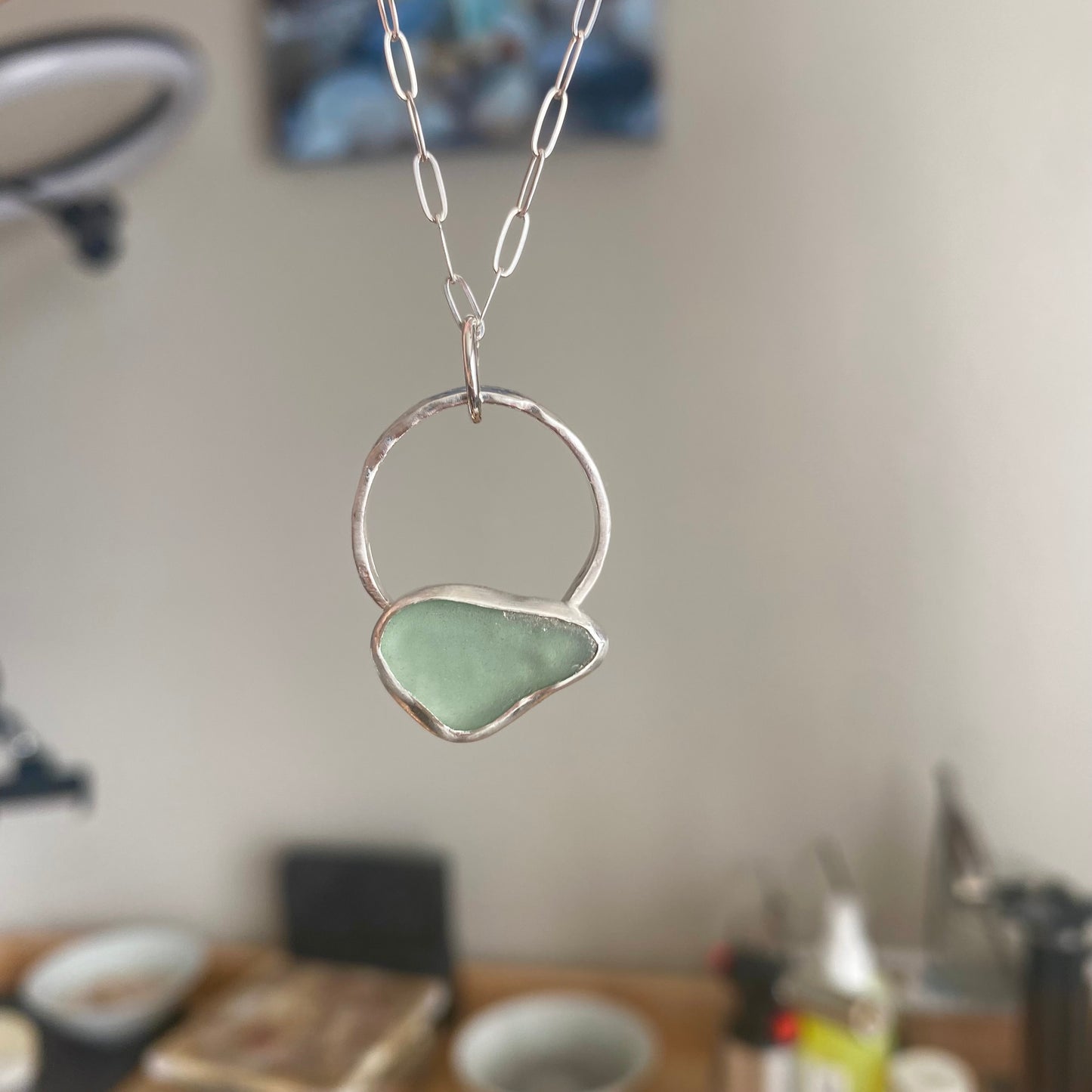 A Happy Little Accident from the Sea | Bezel Set Sea Glass Necklace