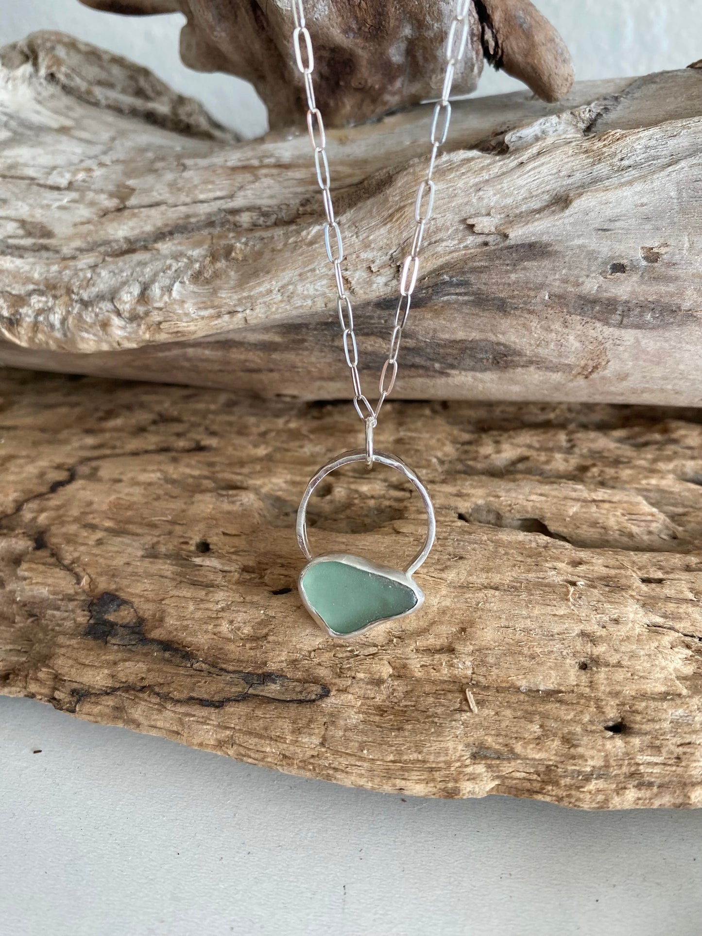 A Happy Little Accident from the Sea | Bezel Set Sea Glass Necklace
