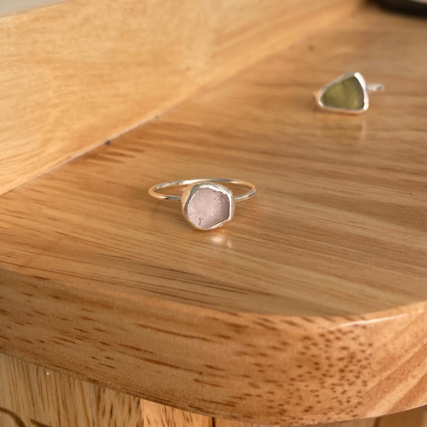 Light Purple Sea Glass Bezel Ring – Sterling Silver (Size 8.5)