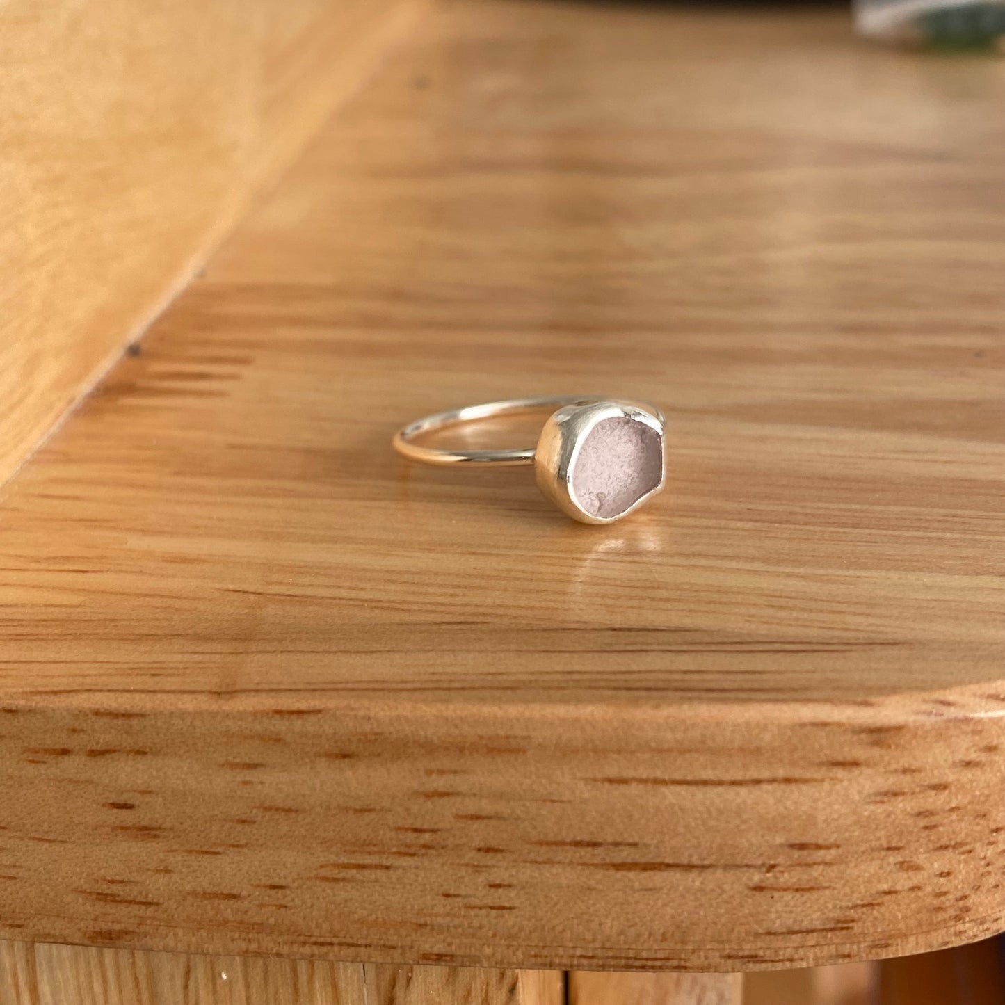 Light Purple Sea Glass Bezel Ring – Sterling Silver (Size 8.5)