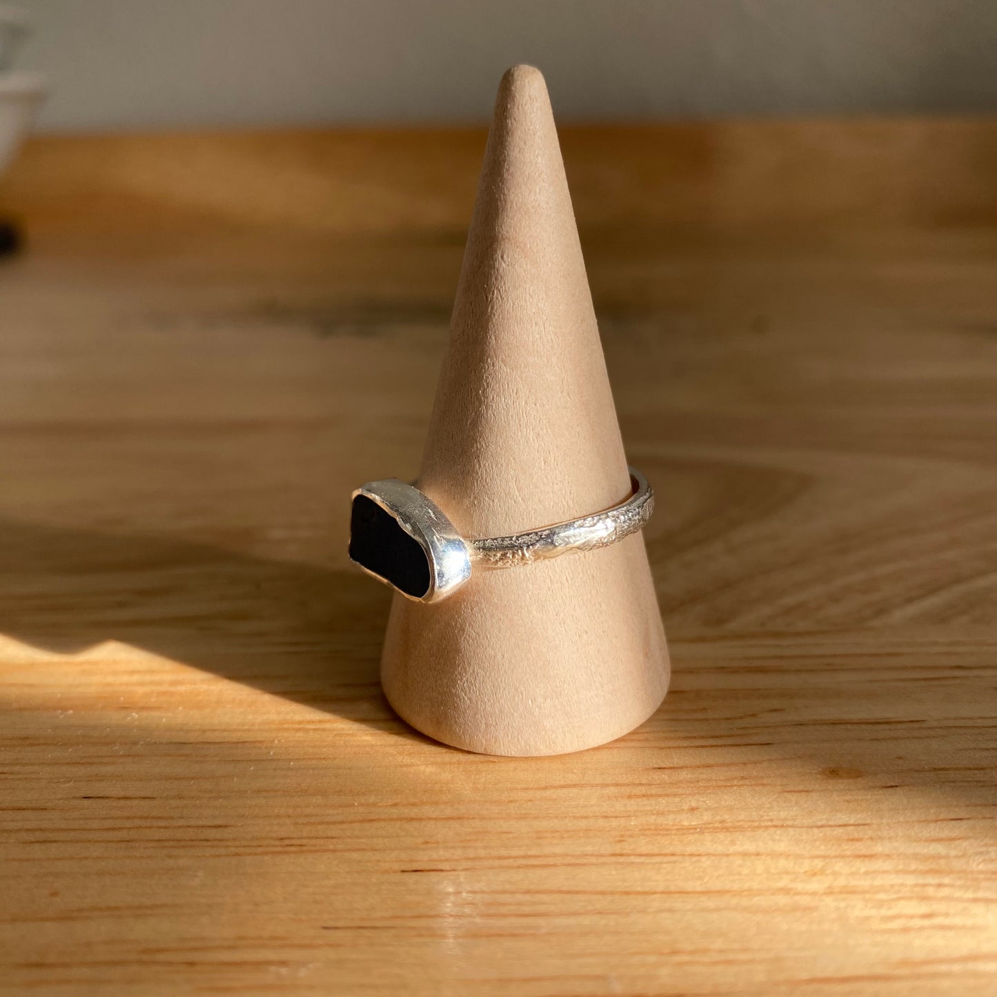 Cobalt Blue Sea Glass Bezel Ring – Sterling Silver (Size 9)