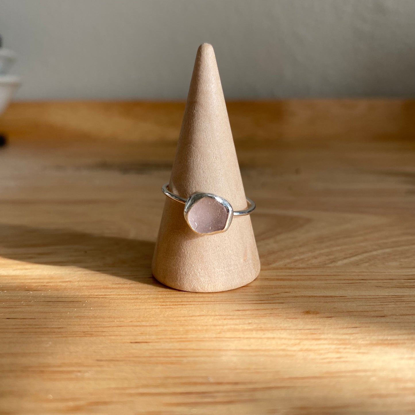 Light Purple Sea Glass Bezel Ring – Sterling Silver (Size 8.5)