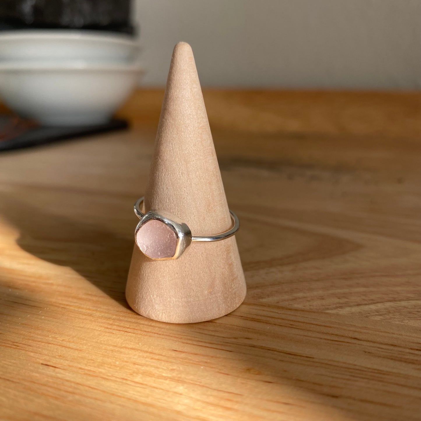 Light Purple Sea Glass Bezel Ring – Sterling Silver (Size 8.5)