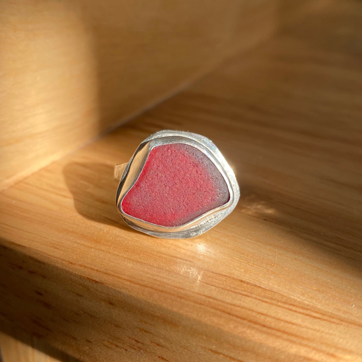 Rare Red Sea Glass Ring | One of a Kind | Size 7.5