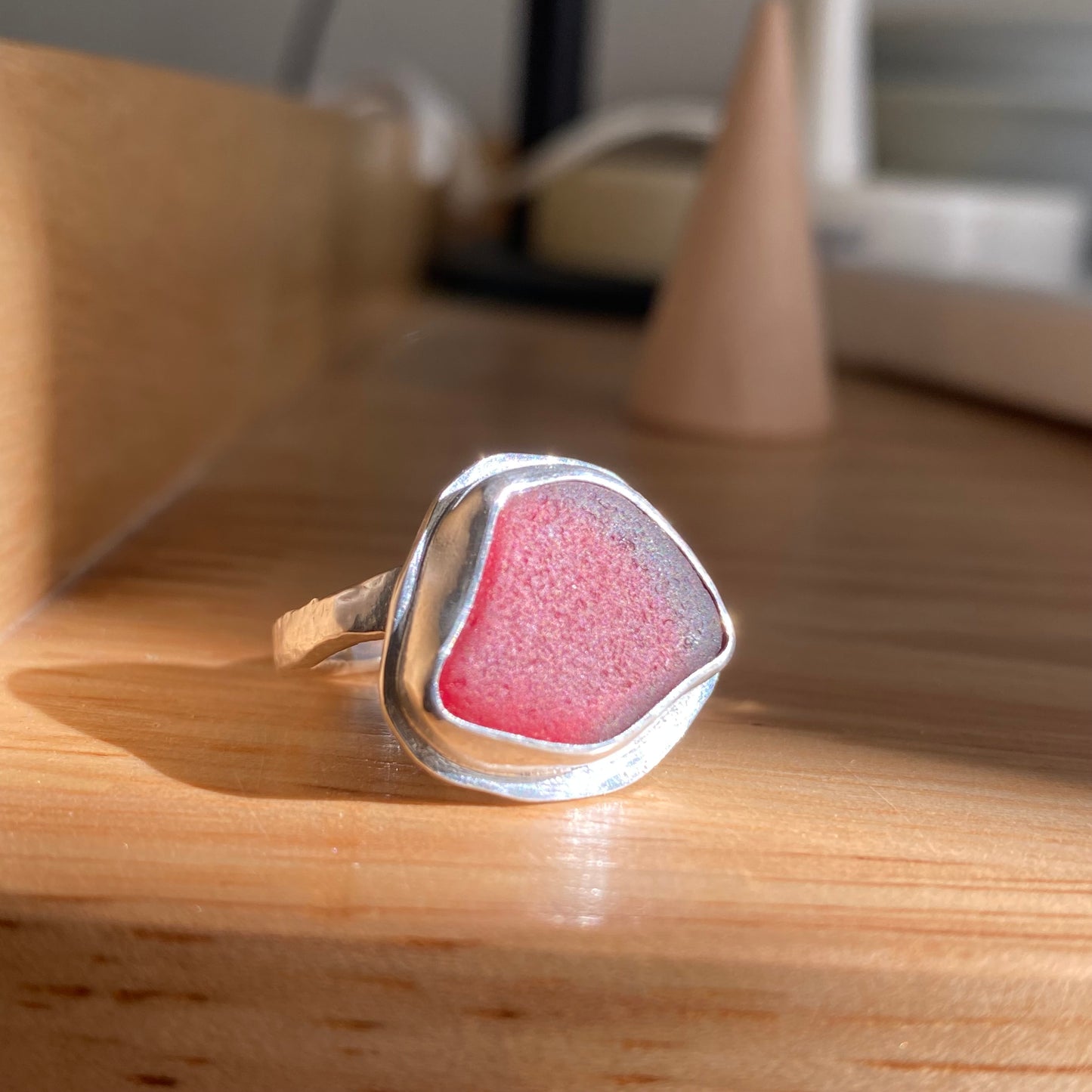 Rare Red Sea Glass Ring | One of a Kind | Size 7.5