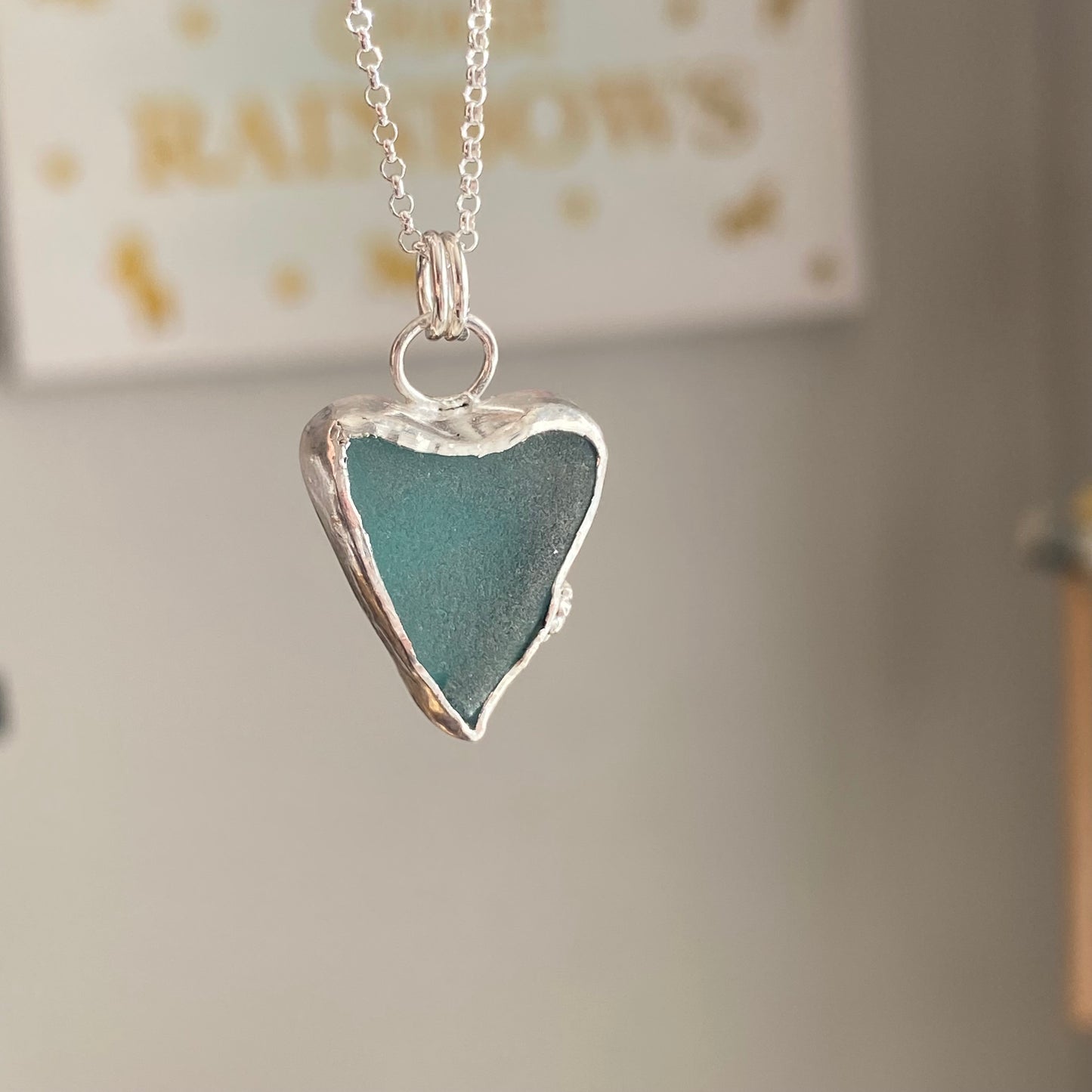 Teal Heart Sea Glass Necklace | One of a Kind